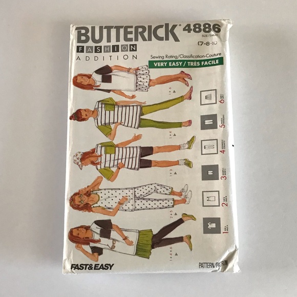 Butterick Other - 🧵3for12🧵 VTG Butterick Pattern 4886 Girl’s Top Skirt Shorts Leggings Pants